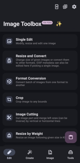 Image Toolbox Main Menu 1